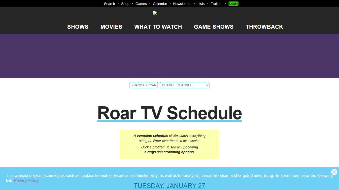 Roar - TV Schedule & Listings Guide